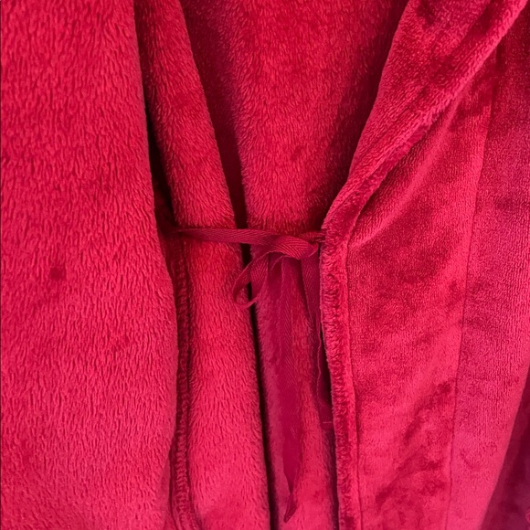 Natori Sz S Plush Dark Red Midi Robe - Picture 10 of 10